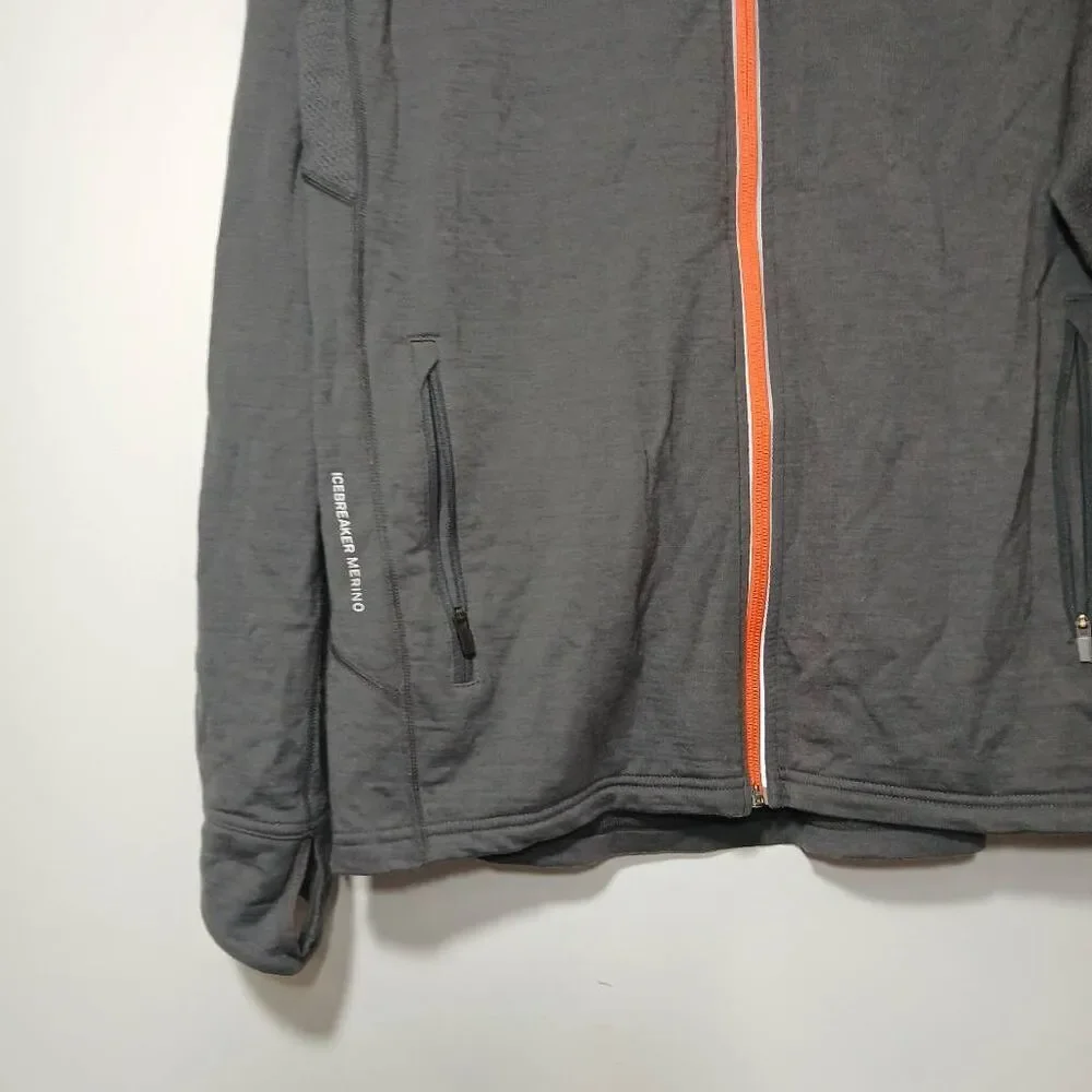 Icebreaker mens large gt thick merino wool full zipper sweater jacket gray